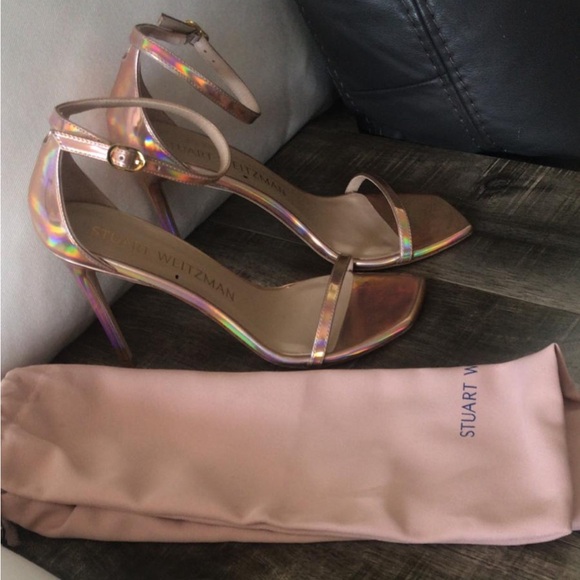 NWOT STUART WEITZMAN Pink Mirrored Sandals, 9.5us - Picture 5 of 5